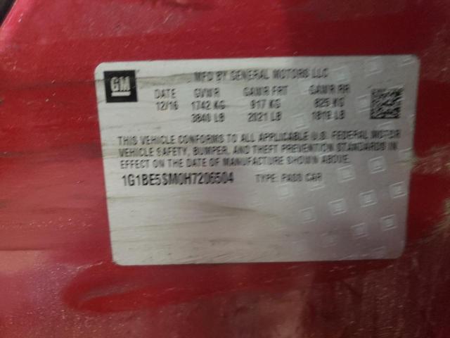 Photo 10 from auction – 2017 CHEVROLET CRUZE LT with VIN 1G1BE5SM0H7206504