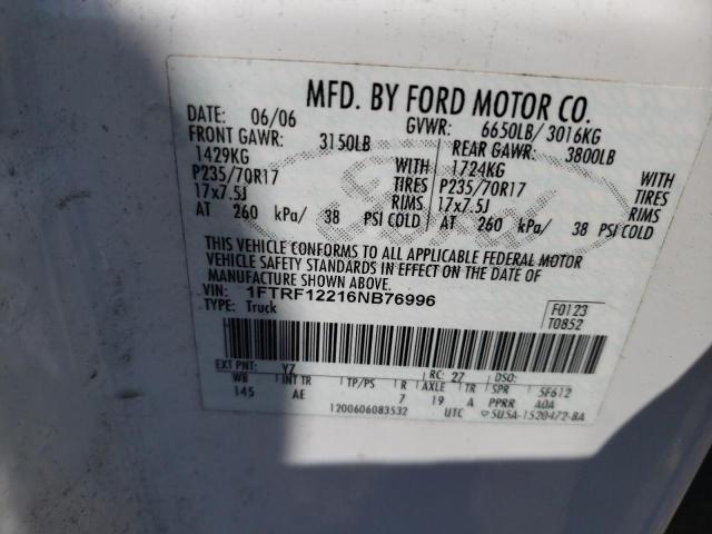 Photo 10 from auction – 2006 FORD F150 with VIN 1FTRF12216NB76996