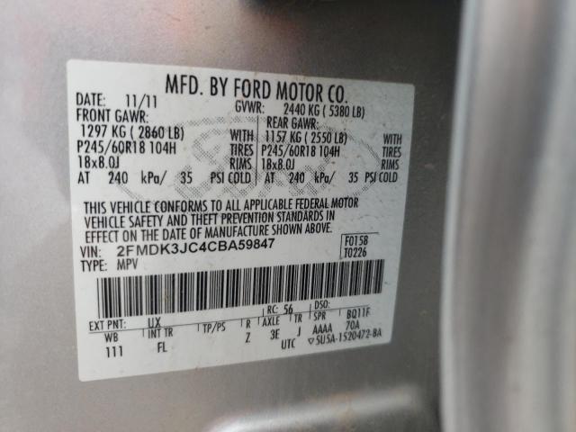 Photo 10 from auction – 2012 FORD EDGE SEL with VIN 2FMDK3JC4CBA59847