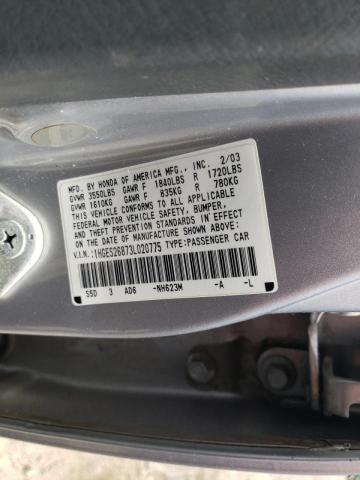Photo 10 from auction – 2003 HONDA CIVIC EX with VIN 1HGES26873L020775