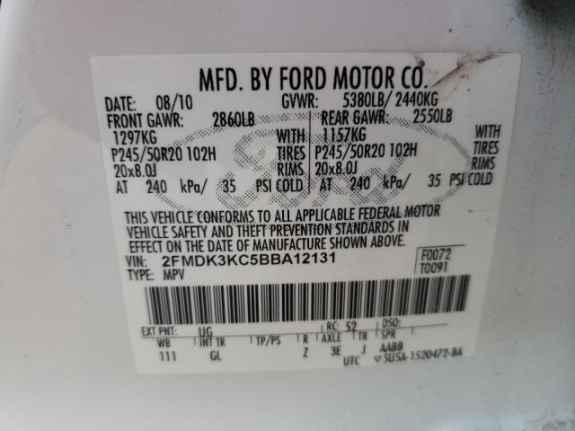 Photo 10 from auction – 2011 FORD EDGE LIMIT with VIN 2FMDK3KC5BBA12131