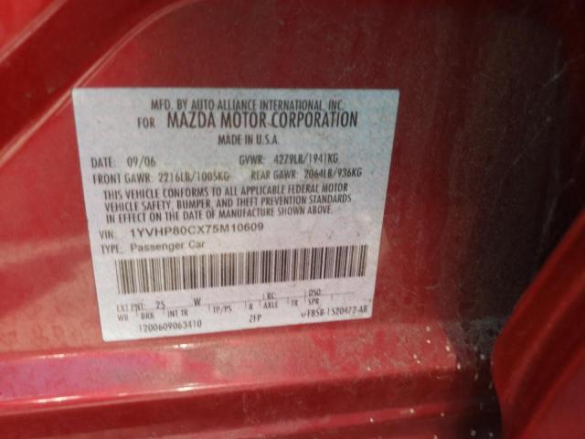 Photo 10 from auction – 2007 MAZDA 6 I with VIN 1YVHP80CX75M10609