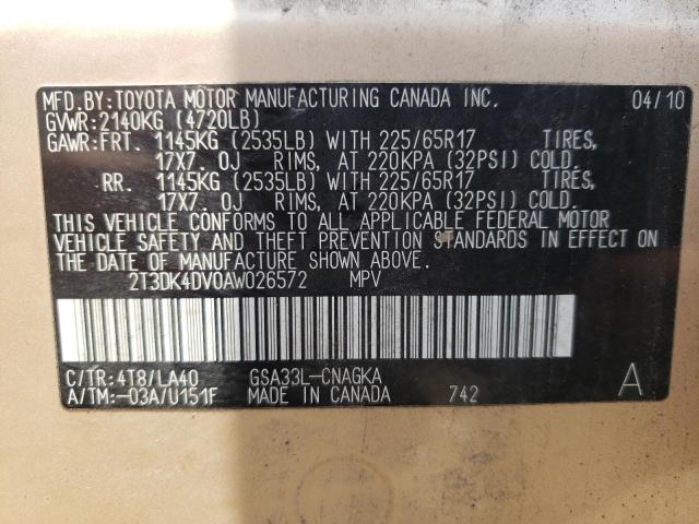 Photo 10 from auction – 2010 TOYOTA RAV4 LIMIT with VIN 2T3DK4DV0AW026572