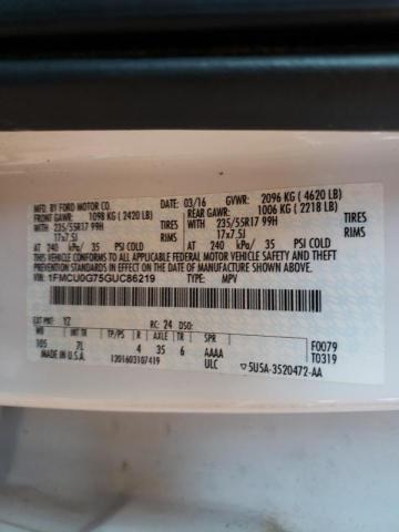 Photo 10 from auction – 2016 FORD ESCAPE SE with VIN 1FMCU0G75GUC86219