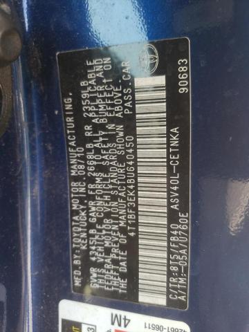 Photo 10 from auction – 2011 TOYOTA CAMRY BASE with VIN 4T1BF3EK4BU640450
