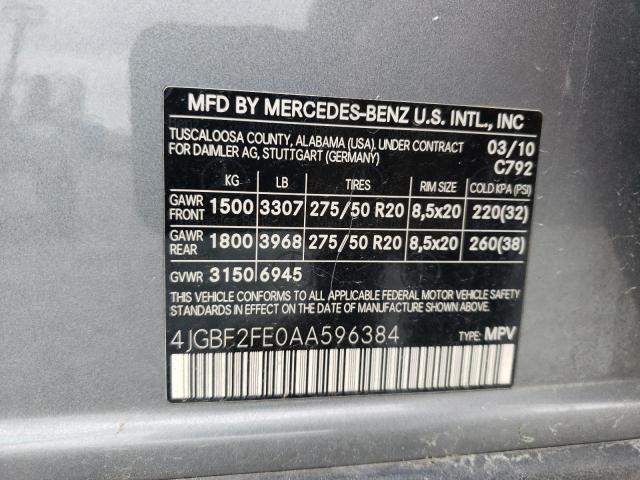 Photo 10 from auction – 2010 MERCEDES-BENZ GL with VIN 4JGBF2FE0AA596384
