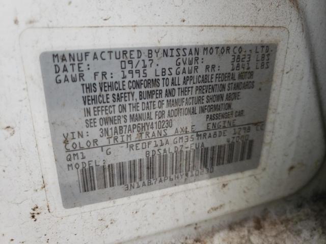 Photo 10 from auction – 2017 NISSAN SENTRA S with VIN 3N1AB7AP6HY410230