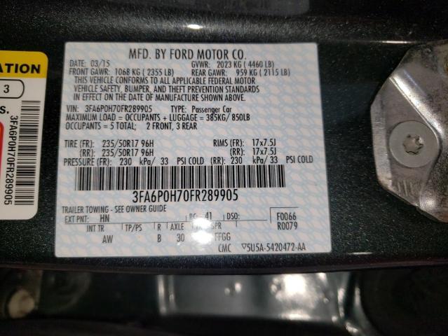Photo 10 from auction – 2015 FORD FUSION SE with VIN 3FA6P0H70FR289905