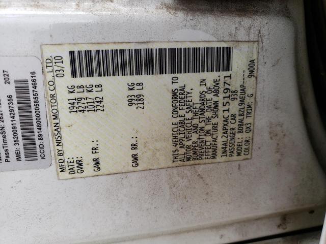 Photo 10 from auction – 2010 NISSAN ALTIMA BAS with VIN 1N4AL2APXAC151971