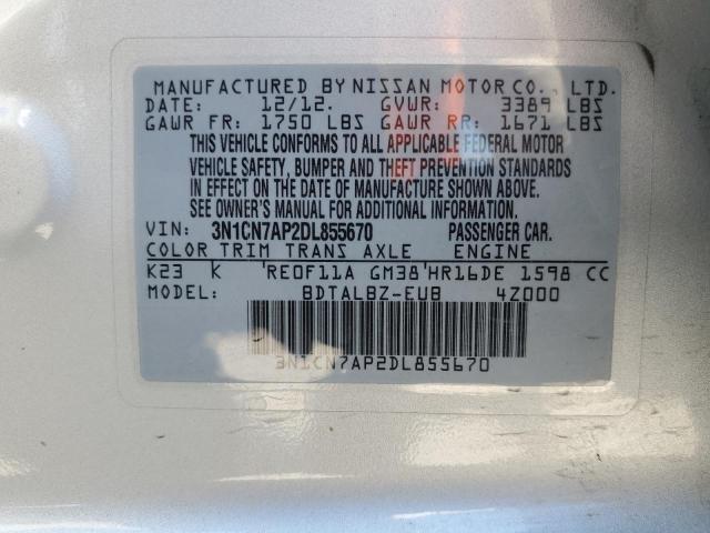 Photo 10 from auction – 2013 NISSAN VERSA S with VIN 3N1CN7AP2DL855670