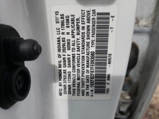 Photo 10 from auction – 2015 HONDA CIVIC EX with VIN 19XFB2F87FE093080