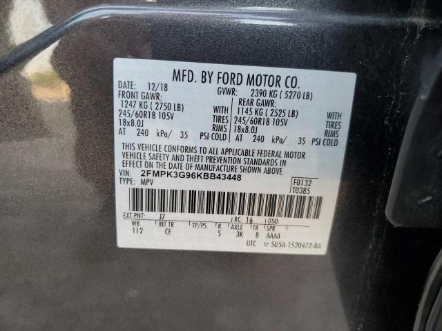 Photo 10 from auction – 2019 FORD EDGE SE with VIN 2FMPK3G96KBB43448