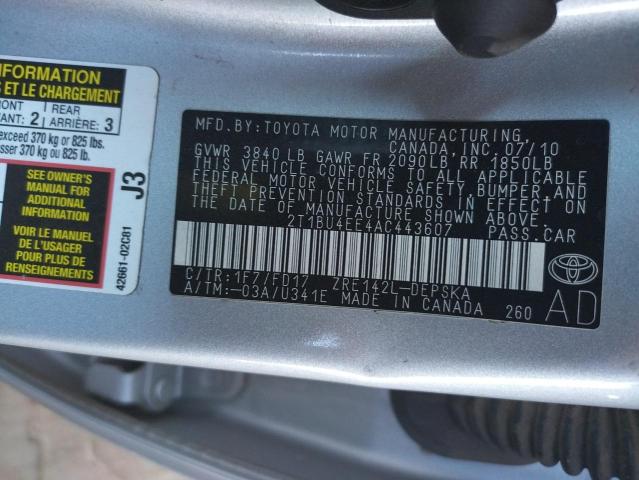 Photo 10 from auction – 2010 TOYOTA COROLLA BA with VIN 2T1BU4EE4AC443607