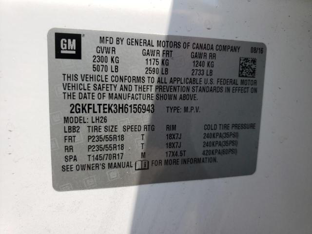 Photo 10 from auction – 2017 GMC TERRAIN SL with VIN 2GKFLTEK3H6156943