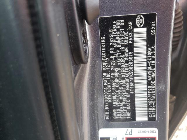 Photo 10 from auction – 2012 TOYOTA CAMRY BASE with VIN 4T1BF1FK5CU203075
