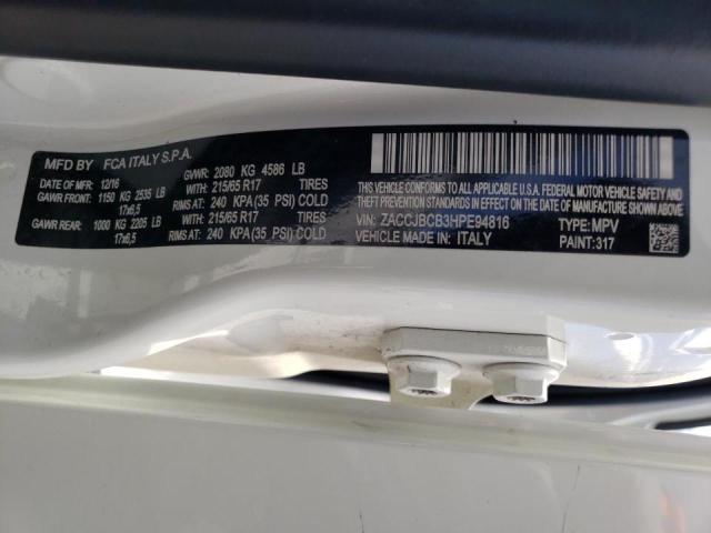 Photo 10 from auction – 2017 JEEP RENEGADE T with VIN ZACCJBCB3HPE94816
