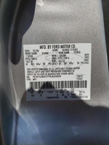 Photo 10 from auction – 2007 FORD ESCAPE XLT with VIN 1FMYU93177KA03939