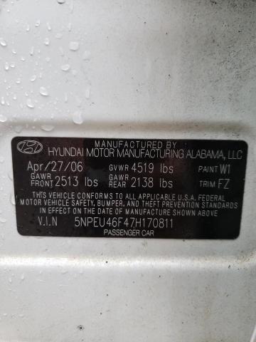 Photo 10 from auction – 2007 HYUNDAI SONATA SE with VIN 5NPEU46F47H170811