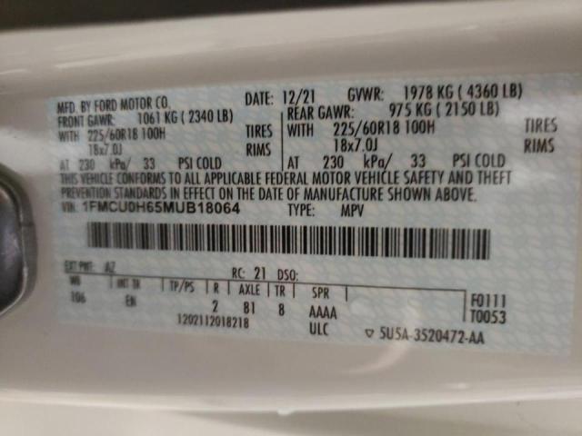 Photo 10 from auction – 2021 FORD ESCAPE SEL with VIN 1FMCU0H65MUB18064