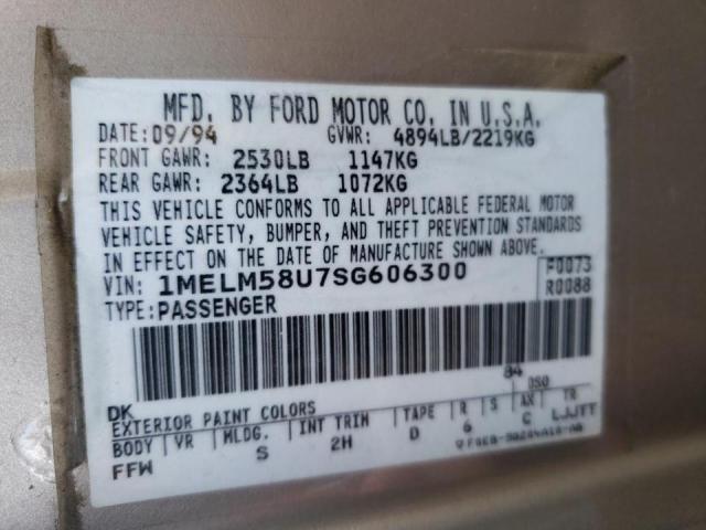 Photo 10 from auction – 1995 MERCURY SABLE GS with VIN 1MELM58U7SG606300