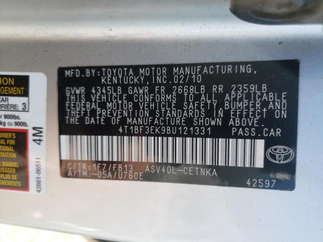 Photo 10 from auction – 2011 TOYOTA CAMRY BASE with VIN 4T1BF3EK9BU121331