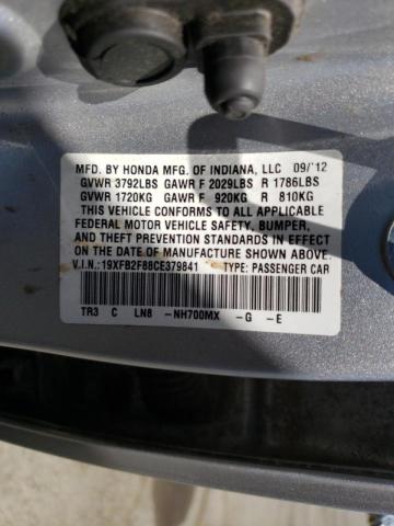 Photo 10 from auction – 2012 HONDA CIVIC EX with VIN 19XFB2F88CE379841