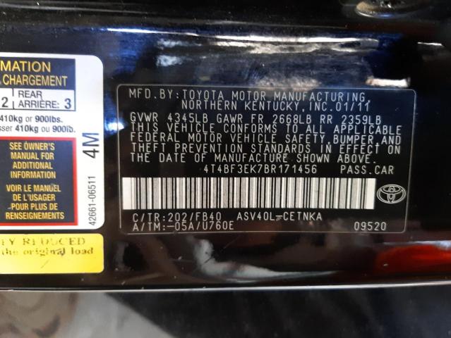 Photo 10 from auction – 2011 TOYOTA CAMRY BASE with VIN 4T4BF3EK7BR171456