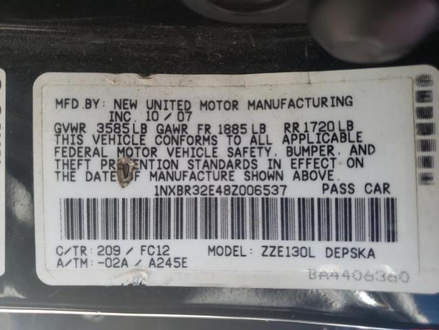 Photo 10 from auction – 2008 TOYOTA COROLLA CE with VIN 1NXBR32E48Z006537