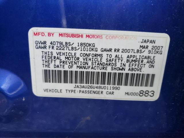 Photo 10 from auction – 2008 MITSUBISHI LANCER ES with VIN JA3AU26U48U011990