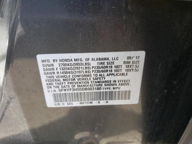 Photo 10 from auction – 2013 HONDA PILOT EXL with VIN 5FNYF3H55DB003180