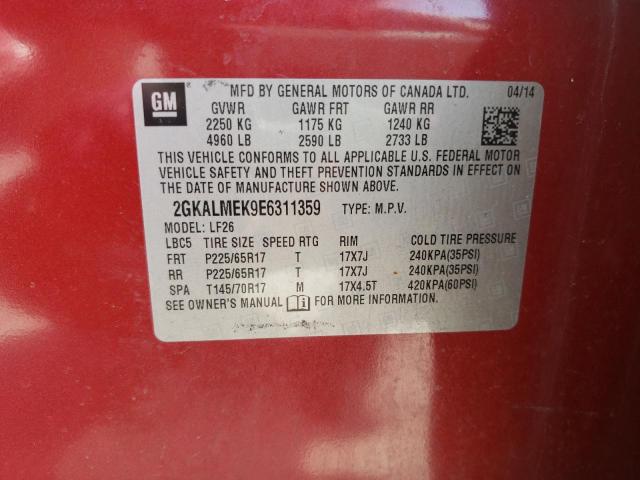Photo 10 from auction – 2014 GMC TERRAIN SL with VIN 2GKALMEK9E6311359