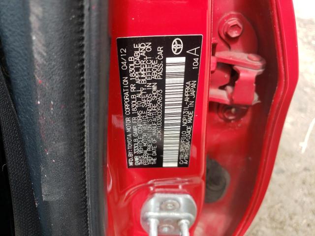 Photo 10 from auction – 2012 TOYOTA YARIS with VIN JTDKTUD38CD529673