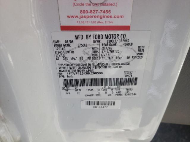 Photo 10 from auction – 2008 FORD F150 with VIN 1FTVF125X8KE98596