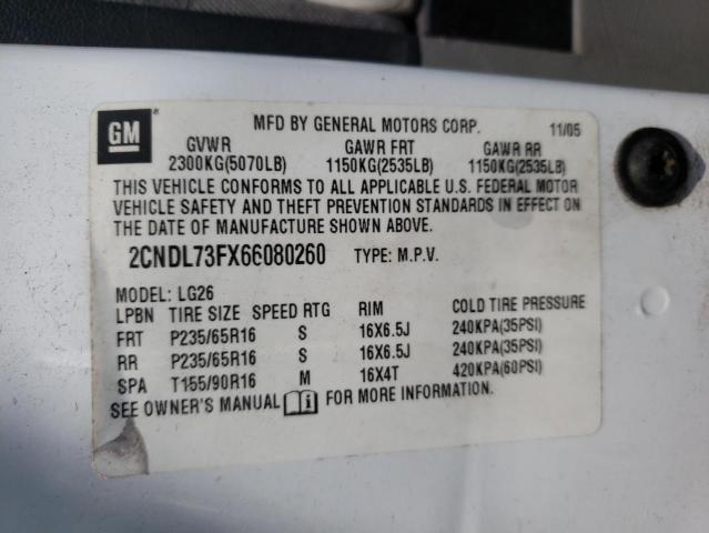 Photo 10 from auction – 2006 CHEVROLET EQUINOX LT with VIN 2CNDL73FX66080260