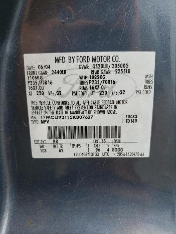 Photo 10 from auction – 2005 FORD ESCAPE XLT with VIN 1FMCU93115KB07687