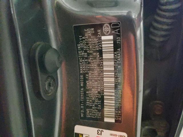 Photo 10 from auction – 2011 TOYOTA COROLLA BA with VIN 2T1BU4EE0BC643451