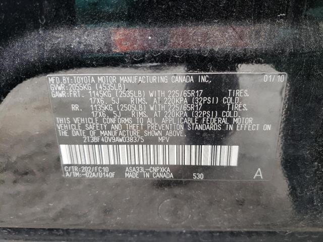 Photo 10 from auction – 2010 TOYOTA RAV4 with VIN 2T3BF4DV9AW038375