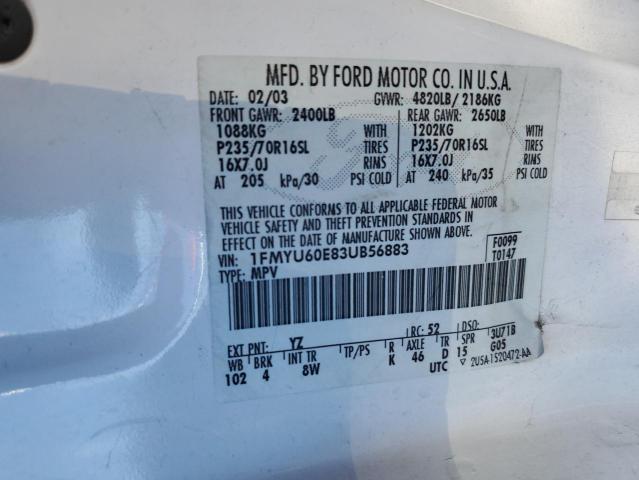 Photo 10 from auction – 2003 FORD EXPLORER S with VIN 1FMYU60E83UB56883
