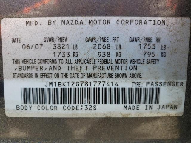 Photo 10 from auction – 2008 MAZDA 3 I with VIN JM1BK12G781777414