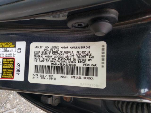 Photo 10 from auction – 2010 TOYOTA COROLLA BA with VIN 1NXBU4EE2AZ350731