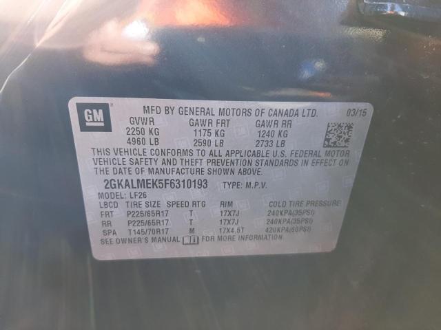 Photo 10 from auction – 2015 GMC TERRAIN SL with VIN 2GKALMEK5F6310193