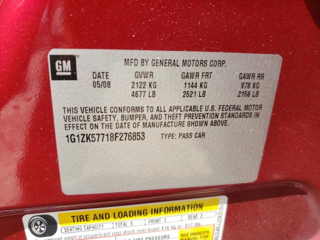 Photo 10 from auction – 2008 CHEVROLET MALIBU LTZ with VIN 1G1ZK57718F276853
