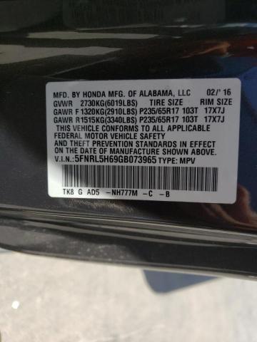 Photo 10 from auction – 2016 HONDA ODYSSEY EX with VIN 5FNRL5H69GB073965