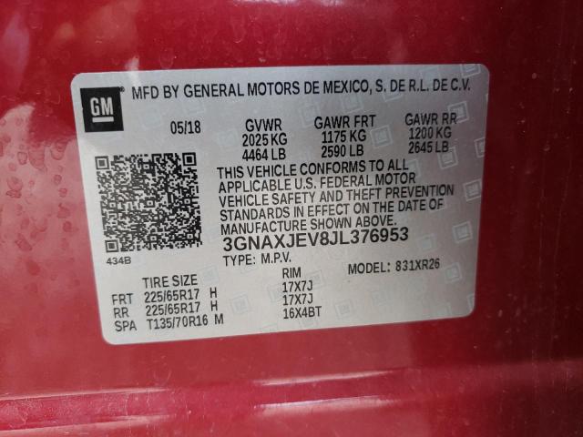 Photo 10 from auction – 2018 CHEVROLET EQUINOX LT with VIN 3GNAXJEV8JL376953