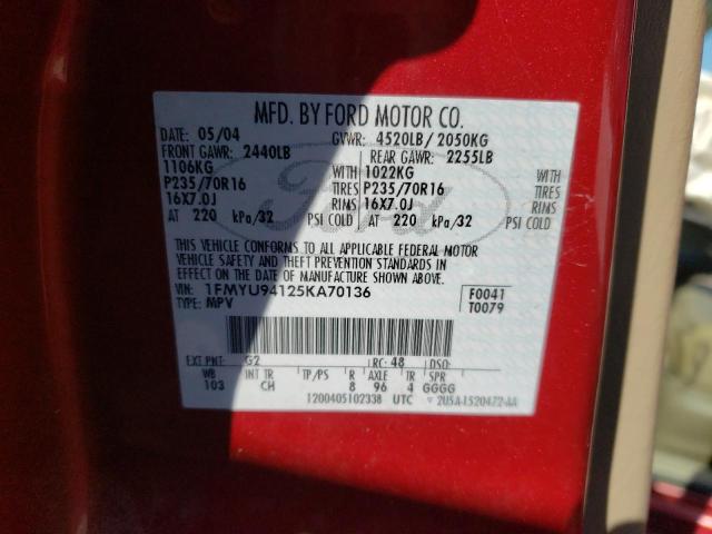 Photo 10 from auction – 2005 FORD ESCAPE LIM with VIN 1FMYU94125KA70136