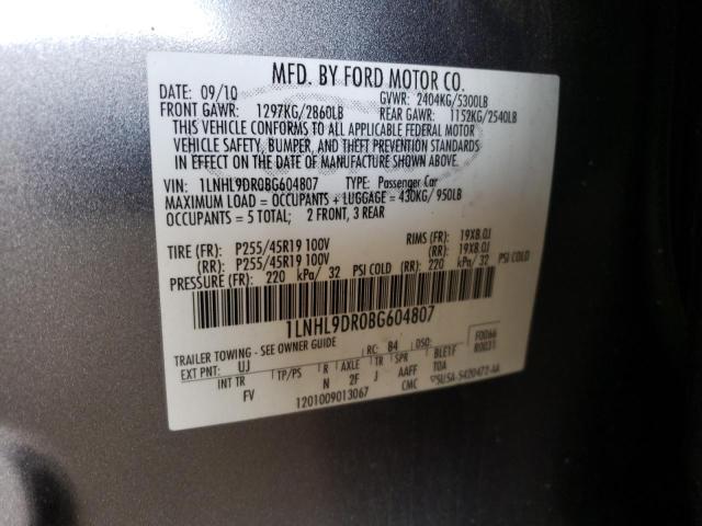 Photo 10 from auction – 2011 LINCOLN MKS with VIN 1LNHL9DR0BG604807