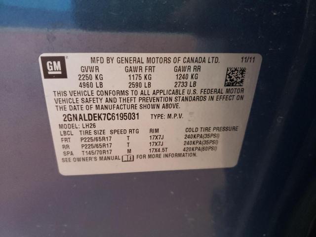 Photo 10 from auction – 2012 CHEVROLET EQUINOX LT with VIN 2GNALDEK7C6195031