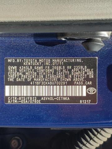 Photo 10 from auction – 2011 TOYOTA CAMRY BASE with VIN 4T1BF3EK4BU700291
