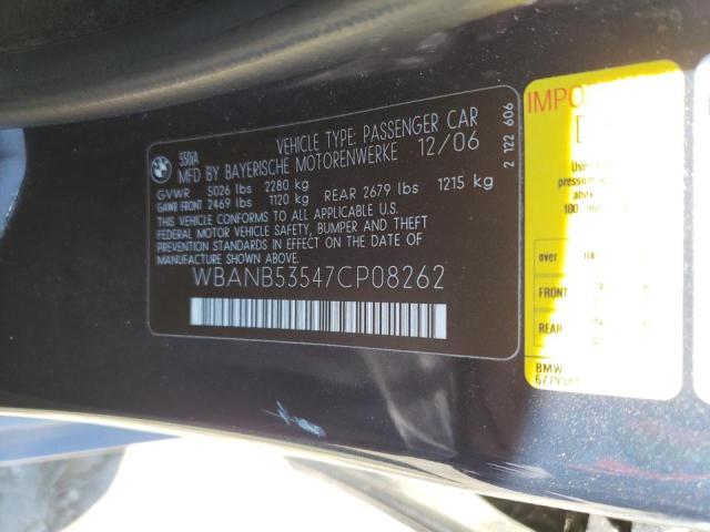 Photo 10 from auction – 2007 BMW 550 I with VIN WBANB53547CP08262