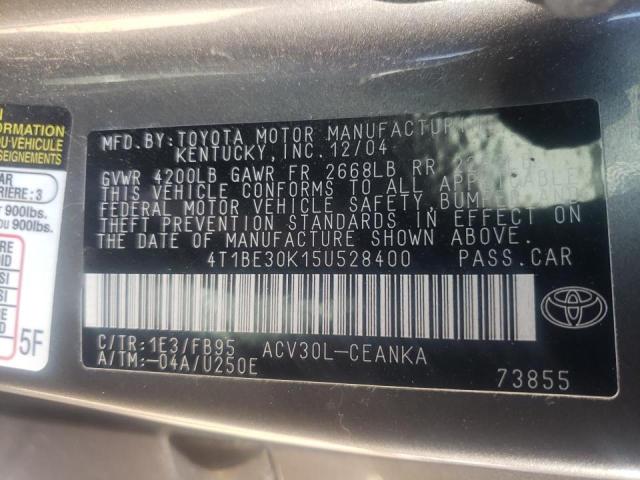 Photo 10 from auction – 2005 TOYOTA CAMRY LE with VIN 4T1BE30K15U528400